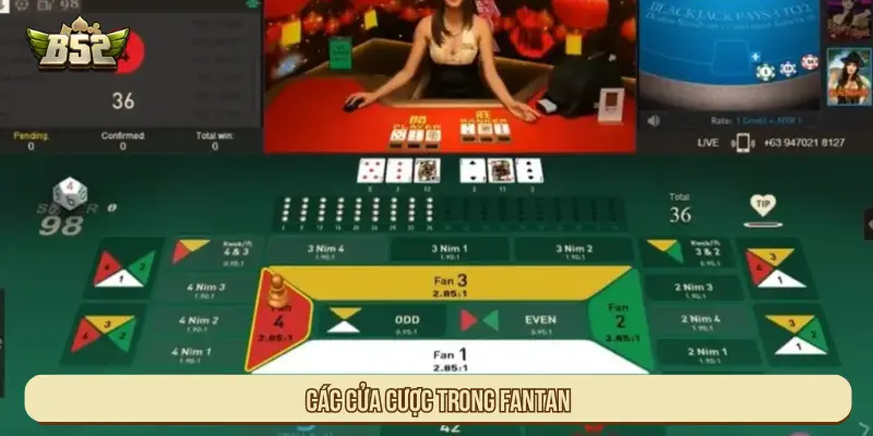 Các cửa cược trong Fantan