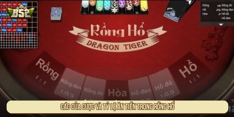 Các cửa cược và tỷ lệ ăn tiền trong Rồng hổ
