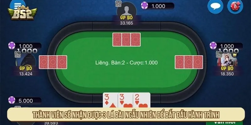 Thành viên sẽ nhận được 3 lá bài ngẫu nhiên để bắt đầu hành trình